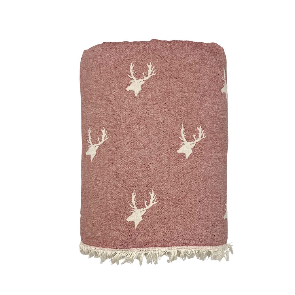 Stag Fleece Lined Throw