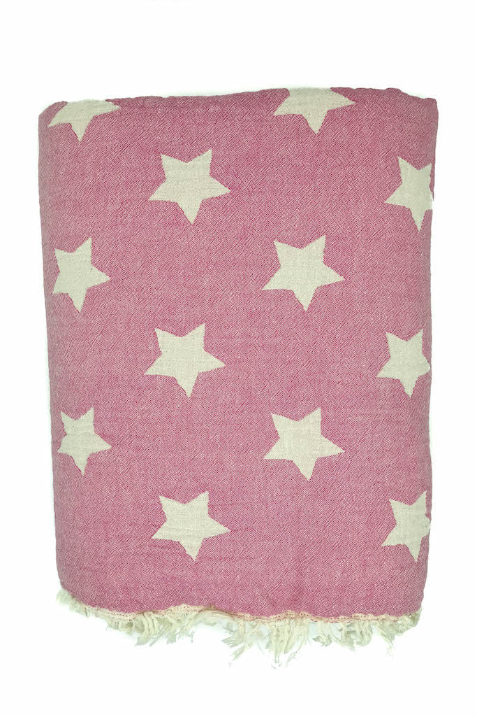 design detail of bubblegum pink fleece lined throw