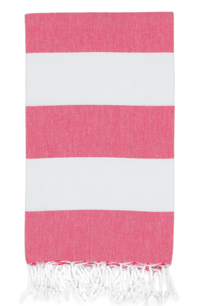 bold stripe hammam towel fuscia