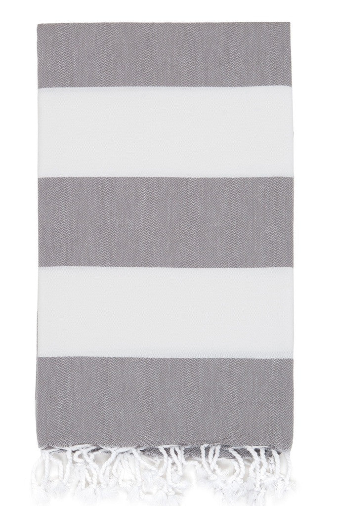 bold stripe hammam towel grey