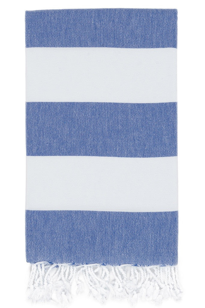 bold stripe hammam towel royal blue