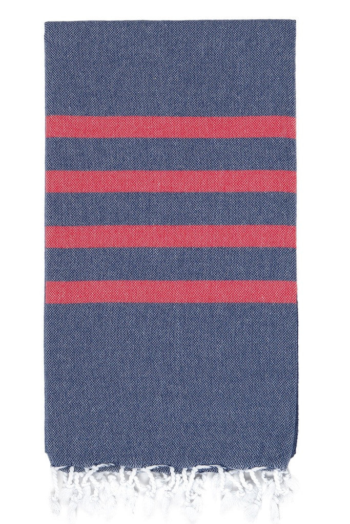 felix hammam towel navy red design detail