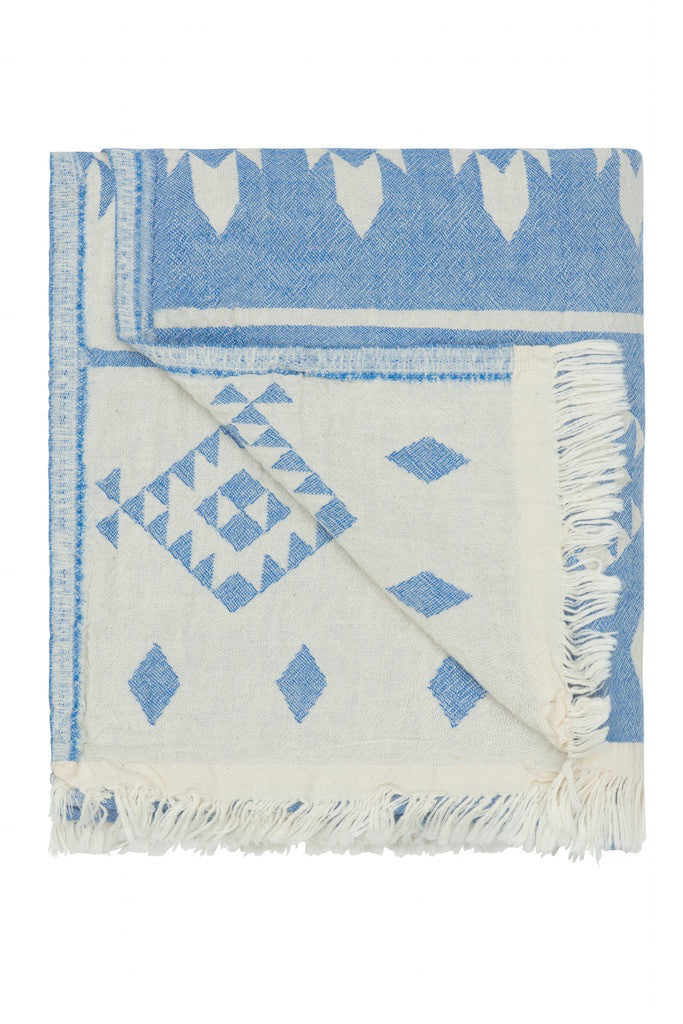 blue dakota hammam towel showing reverse side